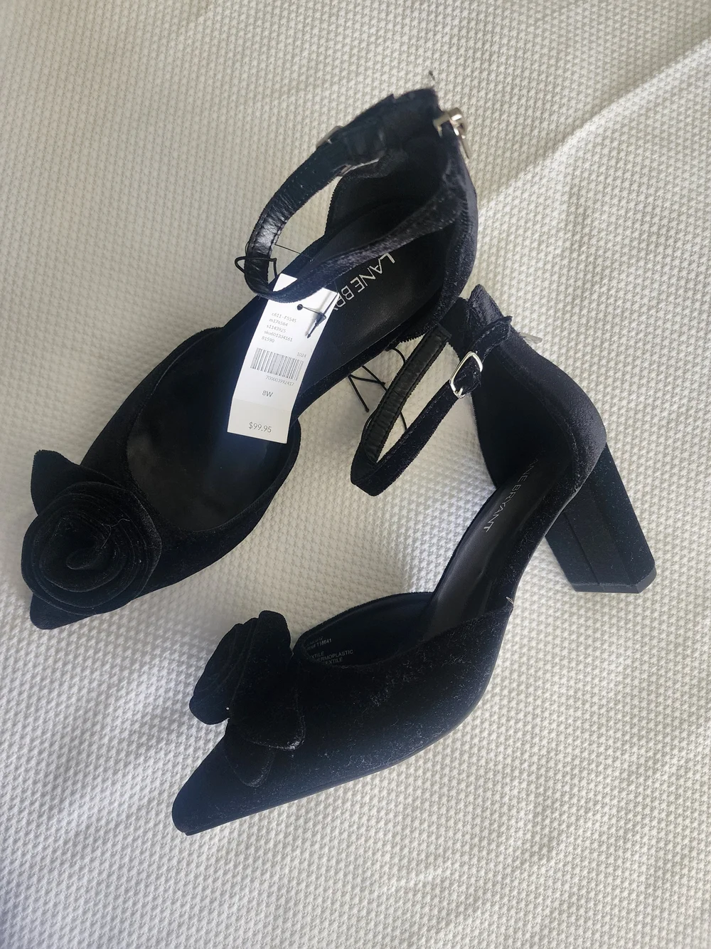 Lane Bryant Black Velvet Pointed-Toe Heels with Rosette